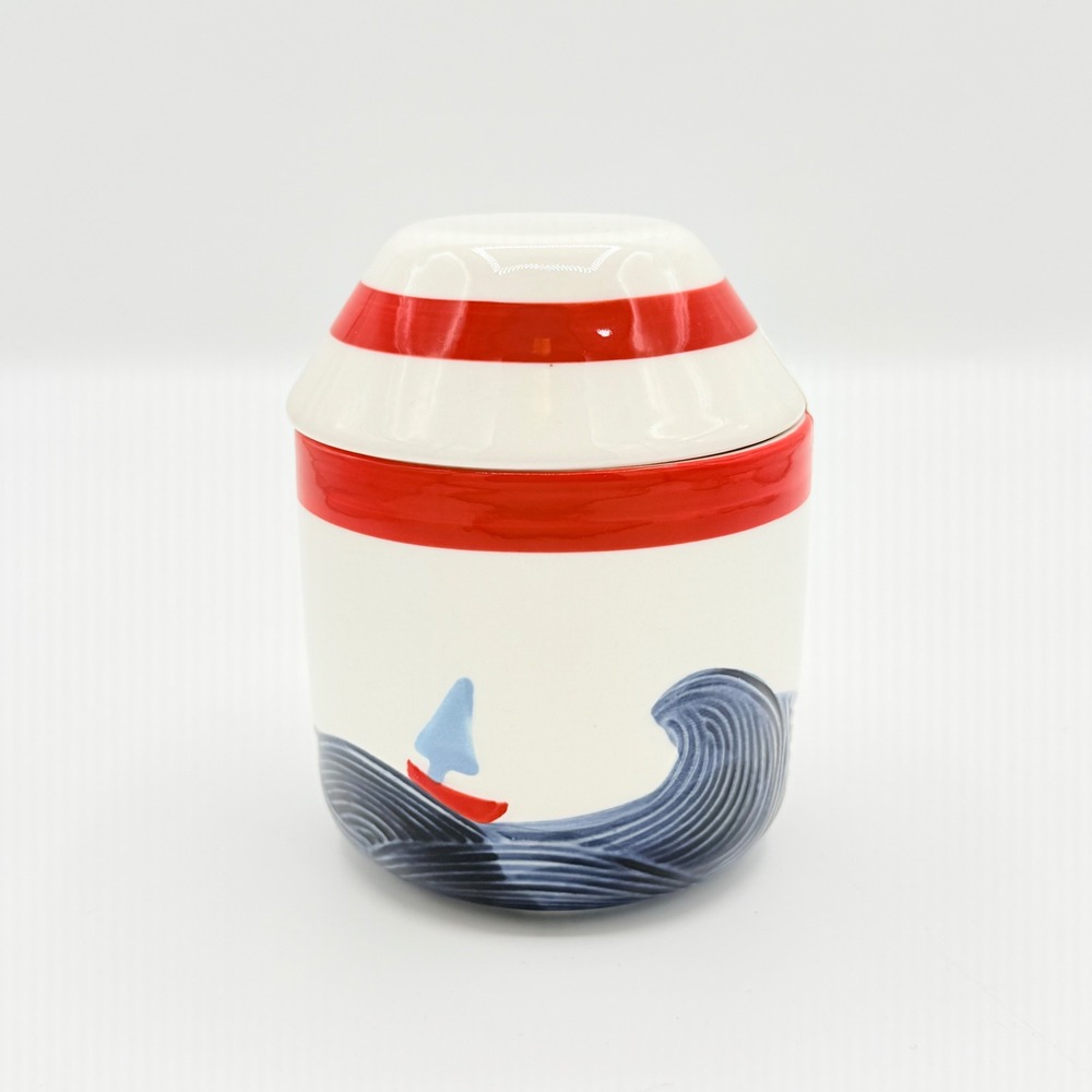 Anthropologie Maritime Stoneware Butter Crock Nautical Sailboat